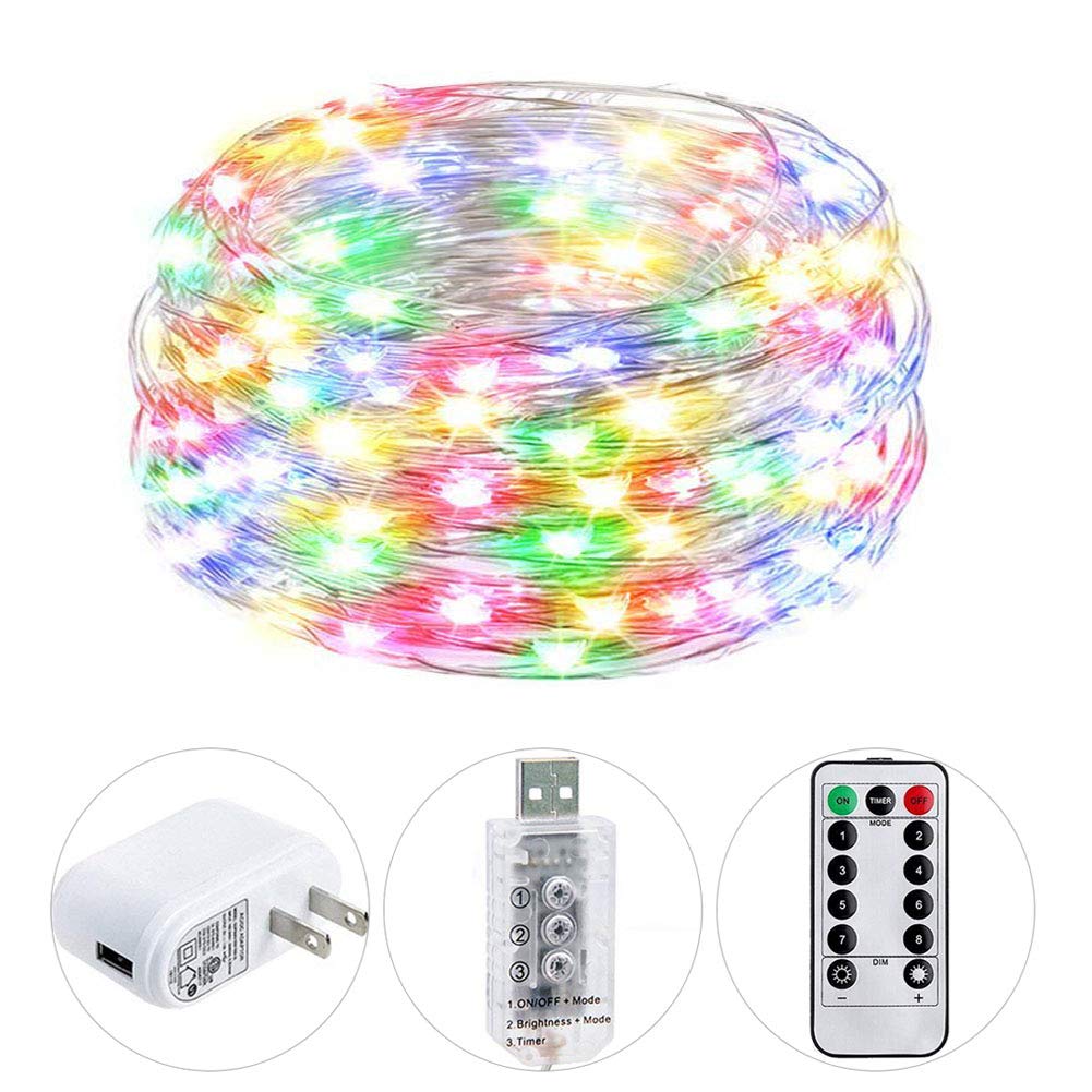 HSicily Fairy Lights Plug in, Christmas 8 Modes 100 LED 33ft USB String