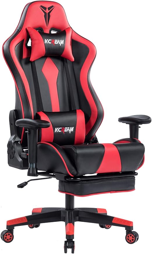 KCREAM ESports Chair with Headrest and Lumbar Pillows PVC Leather