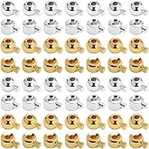 Beebeecraft 1 Box 100Pcs Crimp Beads for Jewelry Making 18K Gold & Platinum Plated Spacer Beads Ball Column Stopper Crimp Charms for Bracelet Necklace Ends Accessories