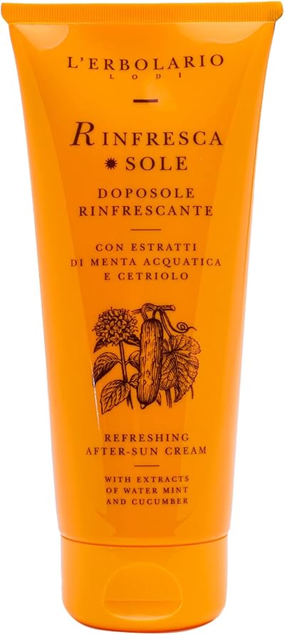 L'Erbolario Sun Refreshing After Sun Cream 200ml Hydrating Cooling Mint Cucumber
