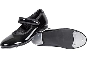 Asyusyu Tap Shoes for Girls & Toddler Girls | Black/Tan Dance Shoes | PU Leather | Practice & Performance (Size 5-13 Toddler/Little Kid/Big Kid)