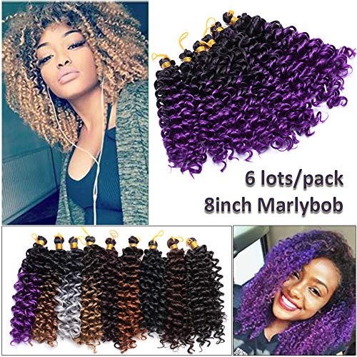 Ombre Two Tones Marlybob Crochet Braids Hair Extension Synthetic