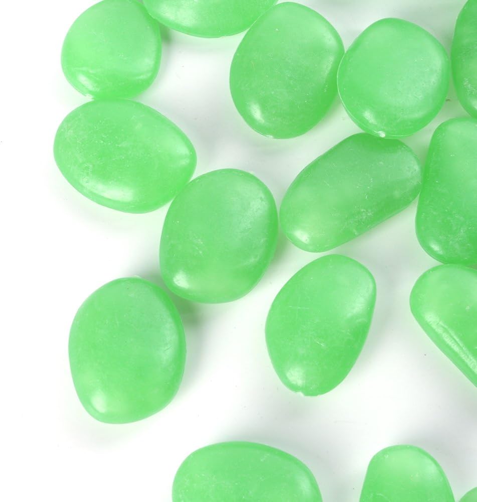 Glow in The Dark Stones, Garden Pebbles, Decorative Stones, Glow Pebbles Rocks Gravel Marbles for Aquarium Succulent Outdoor DIY Garden Gifts Decoration,3-4cm(1 1/2''-1 4/7''), 400g/0.88lbs, Green: Home & Kitchen