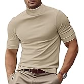 Men's Fashion Shirts Short Sleeve Mock Turtleneck T-Shirts Casual Undershirt Tops