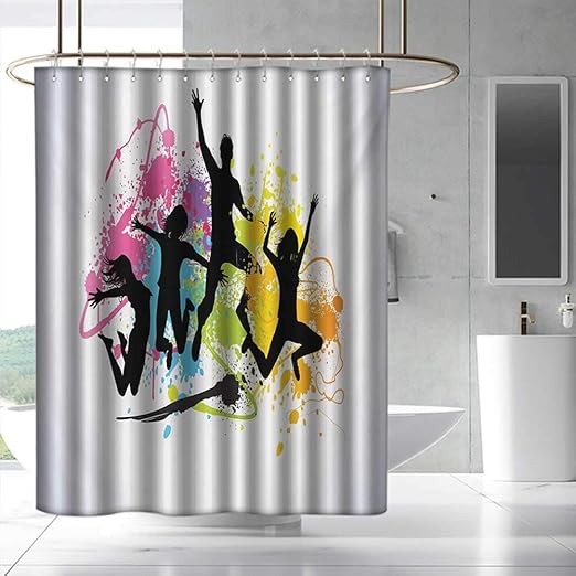 Amazon Com Fakgod Youth Shower Curtain Jumping People Set Against