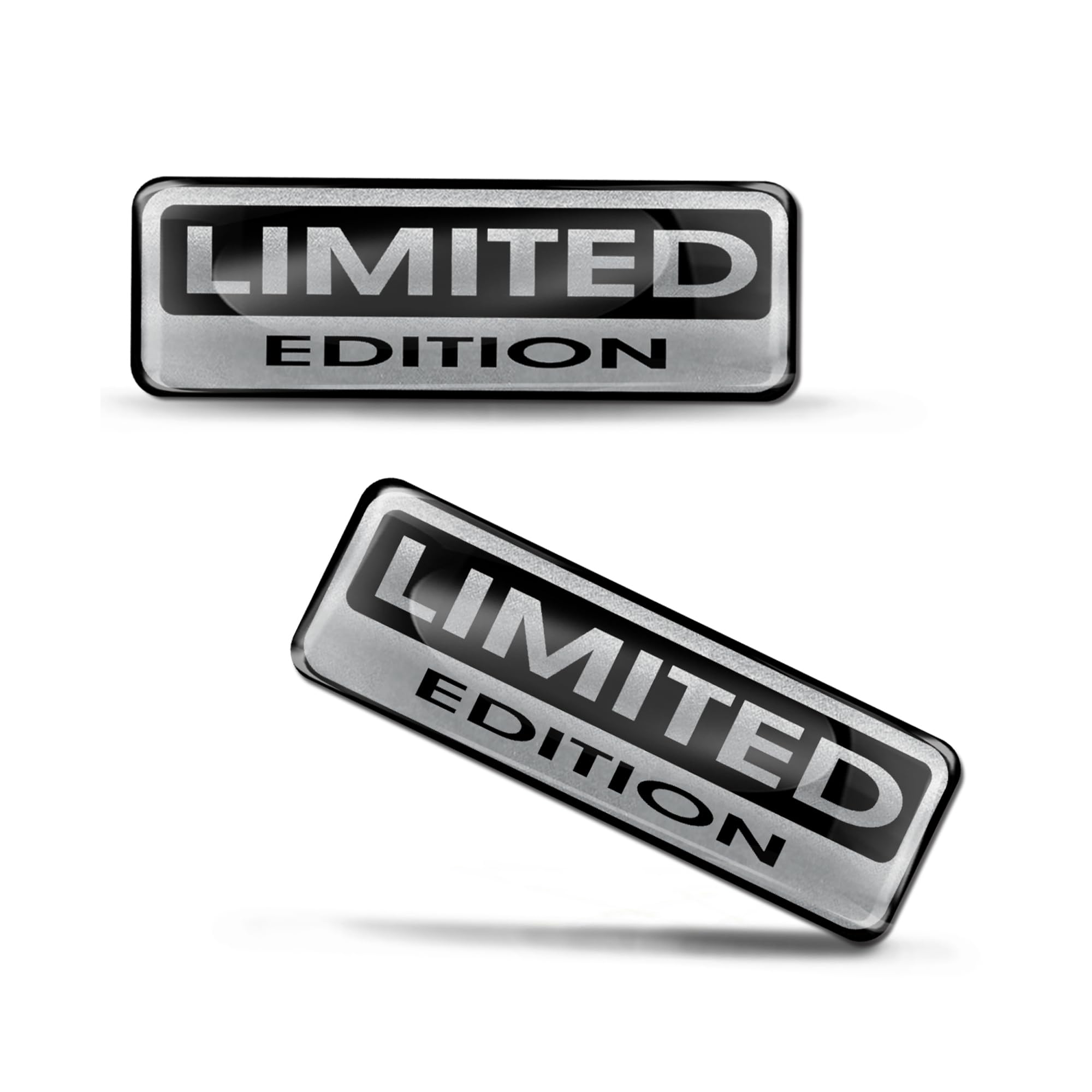 SkinoEu® 2 x 3D Gel Silicone Stickers Decals Silver Limited Edition Logo Emblem Badge Car Auto Moto Motorcycle Windows Door PC Tablet Laptop Accessories Tuning Gift KS 87