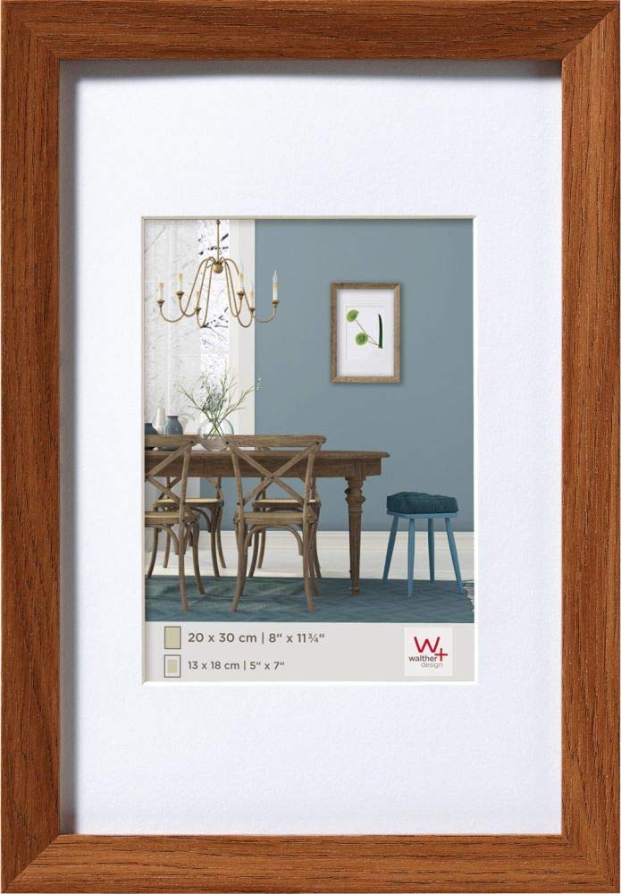 walther design Photo Frame Dark Oak 10 x 15 cm with PassepArtout, Fiorito Wooden Frame EF015P