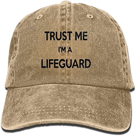 NI ER NI Trust Me I'm A Lifeguard Adjustable Washed Cap Cowboy Baseball Hat Natural