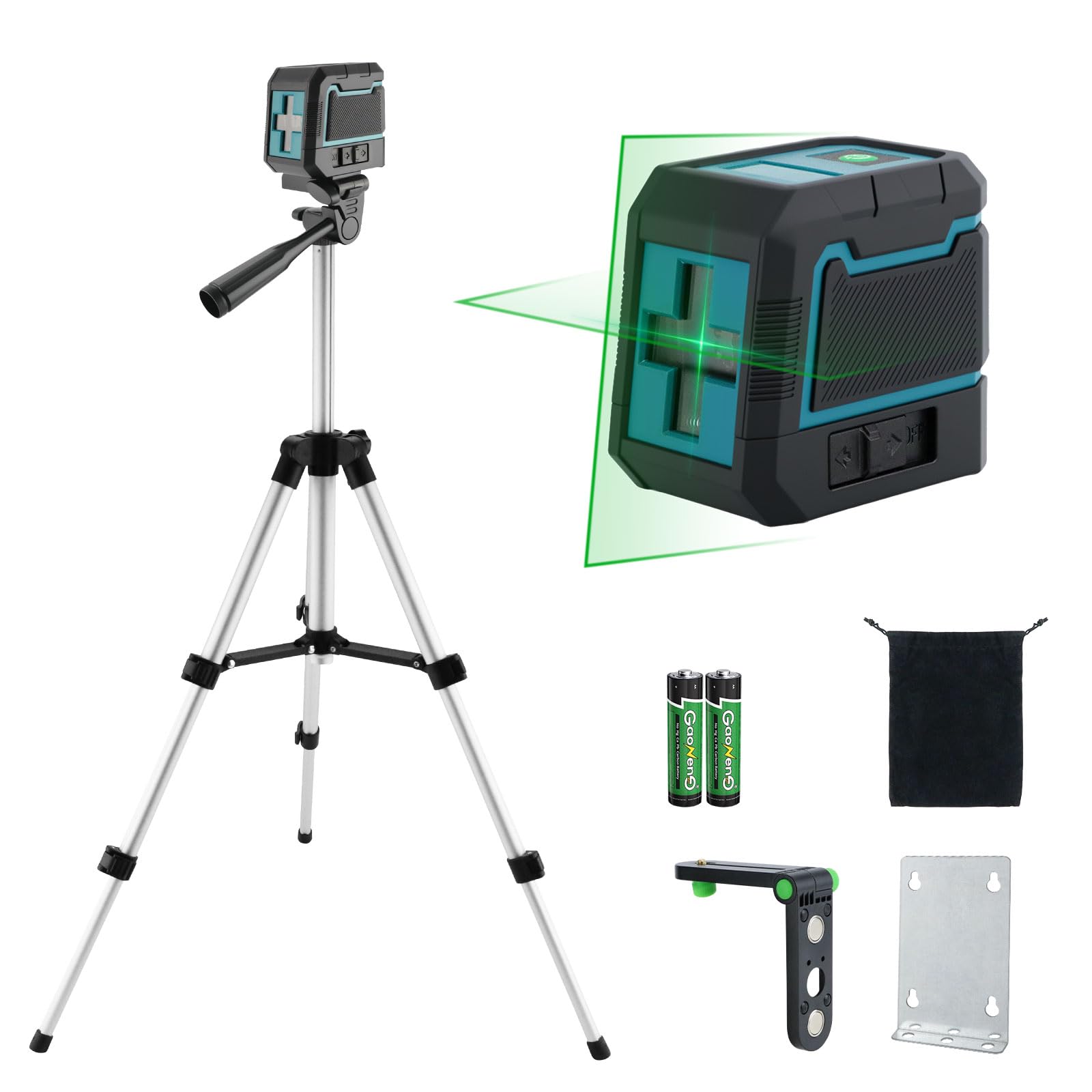 Anesty Green Laser Level with Tripod, Self Leveling Laser Levels Cross Line Lazer Level Kit with Manual/Self-Leveling Modes, Magnetic Bracket & Carry Bag etc. for Home Decoration DIY