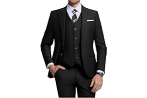 ZKHOECR Men's 3 Piece Slim Fit Suit Set, Two Button Blazer Solid Jacket Vest Pants Wedding Business Suit