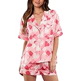 Yiulangde Cowboys Boot Pajamas for Women Y2k 2 Piece Heart Bow Preppy Pjs Coquette Short Sleeve Shirts Matching Pj Shorts Set