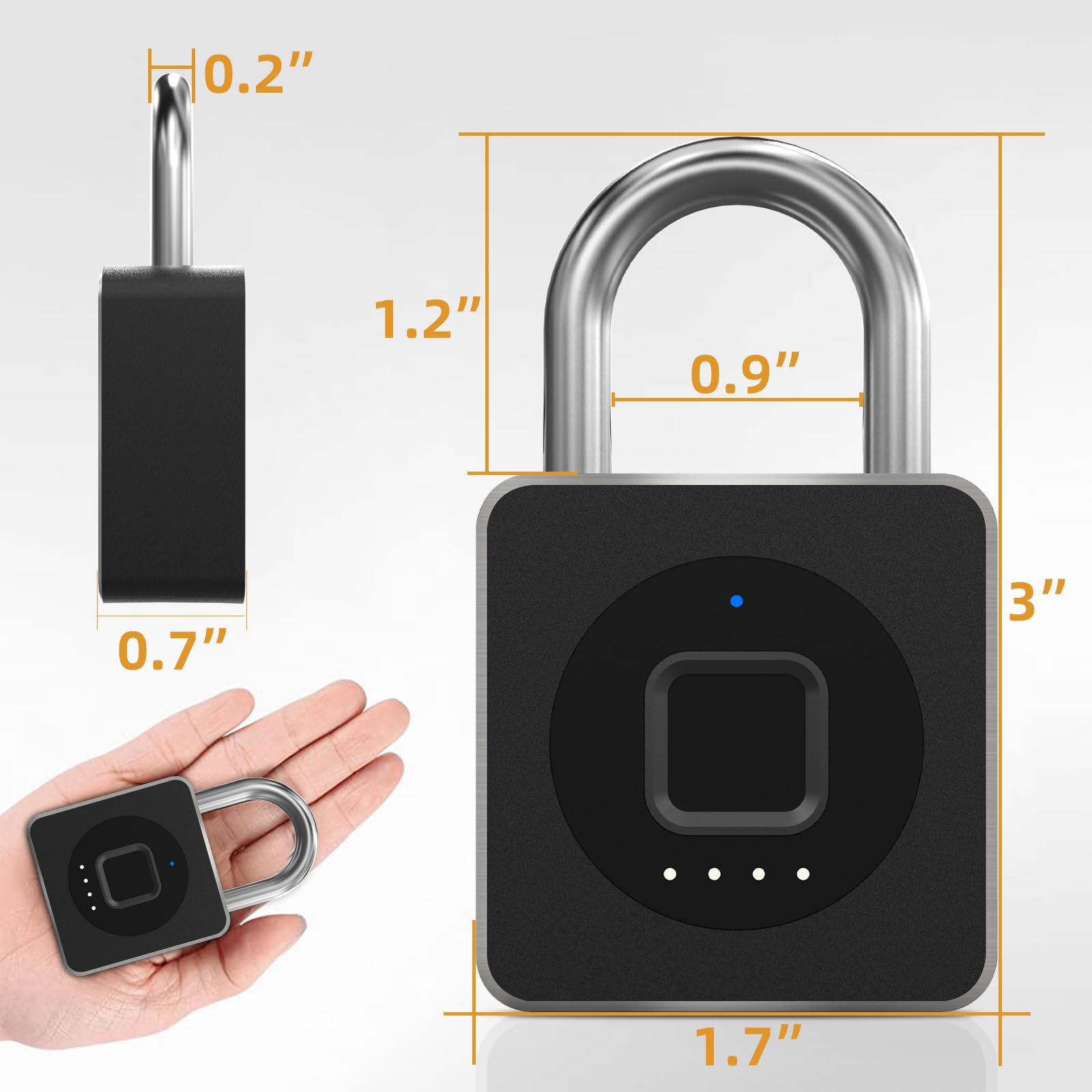 Pothunder Fingerprint Padlock, Fingerprint Lock with APP, Padlock with Keyless Biometric, Smart Padlock Waterproof Suitable for Gym, Locker, Gates, Fence and Storage, YL-P6BF