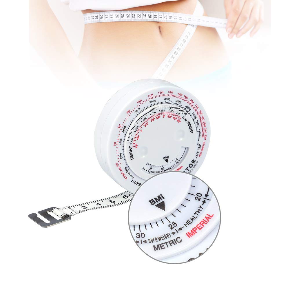 Sonew BMI Tape Measure, Round Fat Measurement Tape, Double Scale Fitness Measuring Clothes Sewing Flexible Ruler