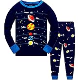 Popshion Boys Pajamas 100% Cotton Planet Pjs Toddler 2 Piece Sleepwear Kids Clothes Set Size 3t -10t