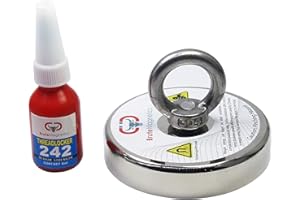 Brute Magnetics- 1000 lb Single Sided Magnet Bundle, Includes 3.54" Rare Earth Neodyminum Fishing Magnet with Eyebolt and Threadlocker Strong Magnets for Fishing in Lakes or Rivers