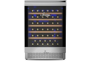SUENO 24 Inch 54 Bottles & 154 Cans Beverage Wine Refrigerator Single Zone w/One Touch Digital 34°-64°F Low Noise, Upper Handle Built in or Freestanding Wine Cooler for Home and Kitchen