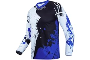 HOTLION Men's Mountain Bike Jersey Long Sleeve MTB Off-Road Motocross Jersey Quick Dry Downhill&Motocross Shirts