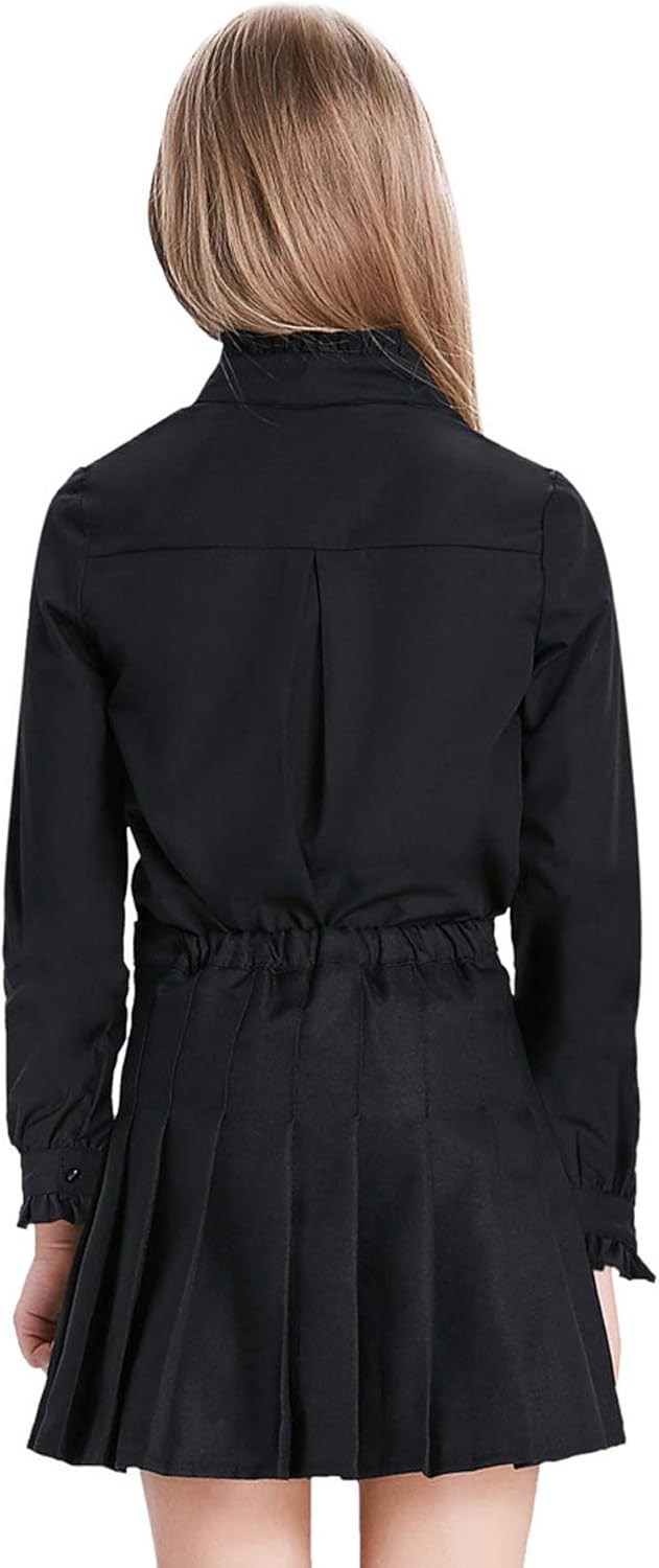 SCARLET DARKNESS Little Girls Ruffled Blouse School Uniform Long Sleeve Tops 6-12Y: Clothing