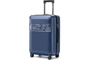 Krute Luggage with Spinner Wheels, ABS PC Hard Shell Lightweight Checked Suitcase with TSA Lock 24 Inch (Navy Blue)