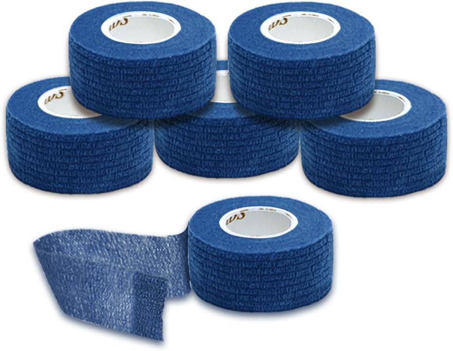 Syshion Self Adherent Cohesive Wrap Tape - 1 Inches X 6 Rolls - Non-Woven Elastic Sports Finger Safety Bandage