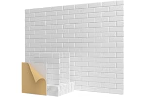 Kuchoow Soundproof Wall Panels, 12 Ppack Acoustic Panels with Self Adhesive, 12" X 12" X 0.4" Sound Proof Foam Panels for Walls, Brick Sound Absorbing Panels for Home Studio Office Decor - White