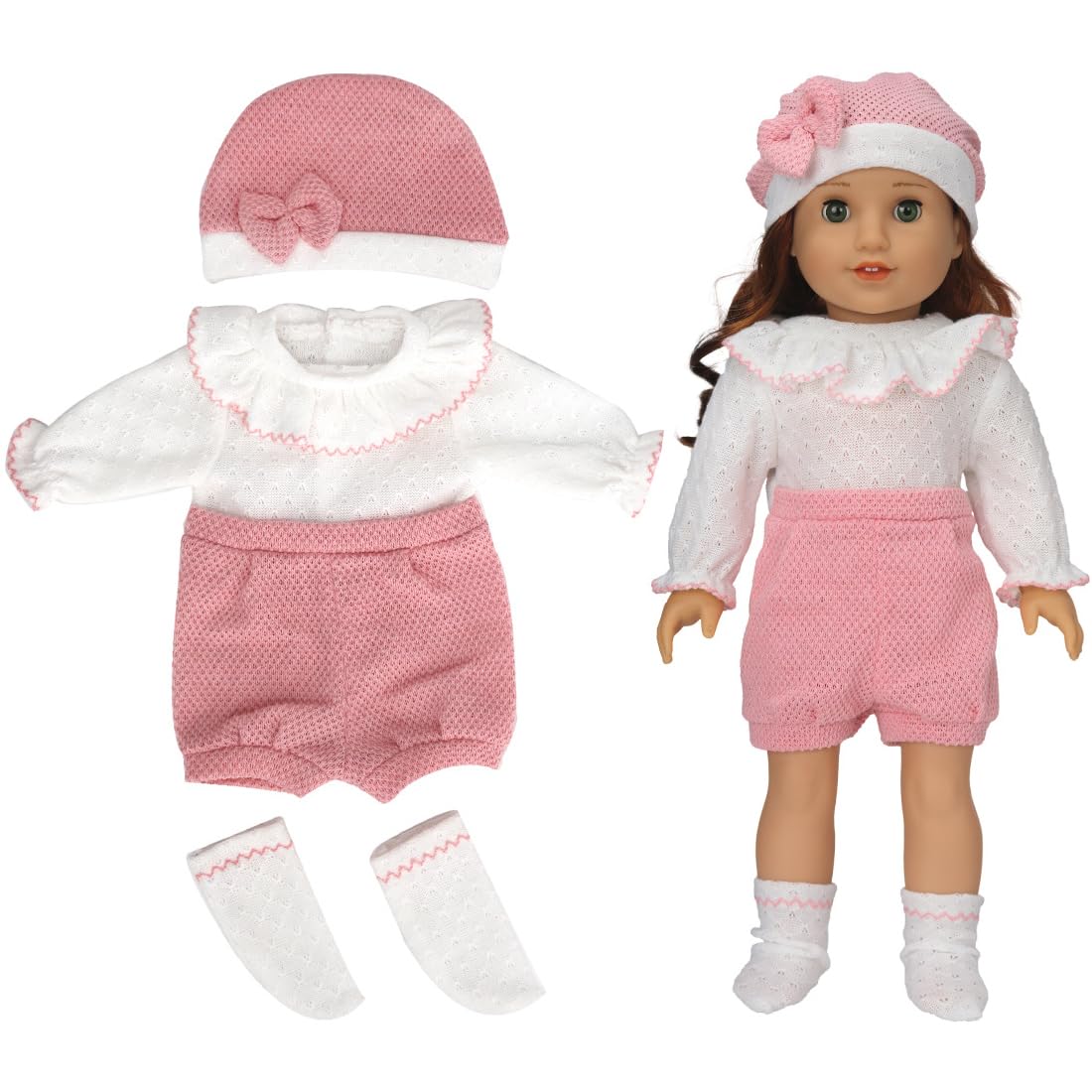 MenYiYDS 1 SET OF DOLL CLOTHES, DRESS + HAT + SOCKS, DRESS HAT AND SOCKS, WOOLLEN CLOTHES, DOLL ACCESSORIES 35-45 CM (WITHOUT DOLL)