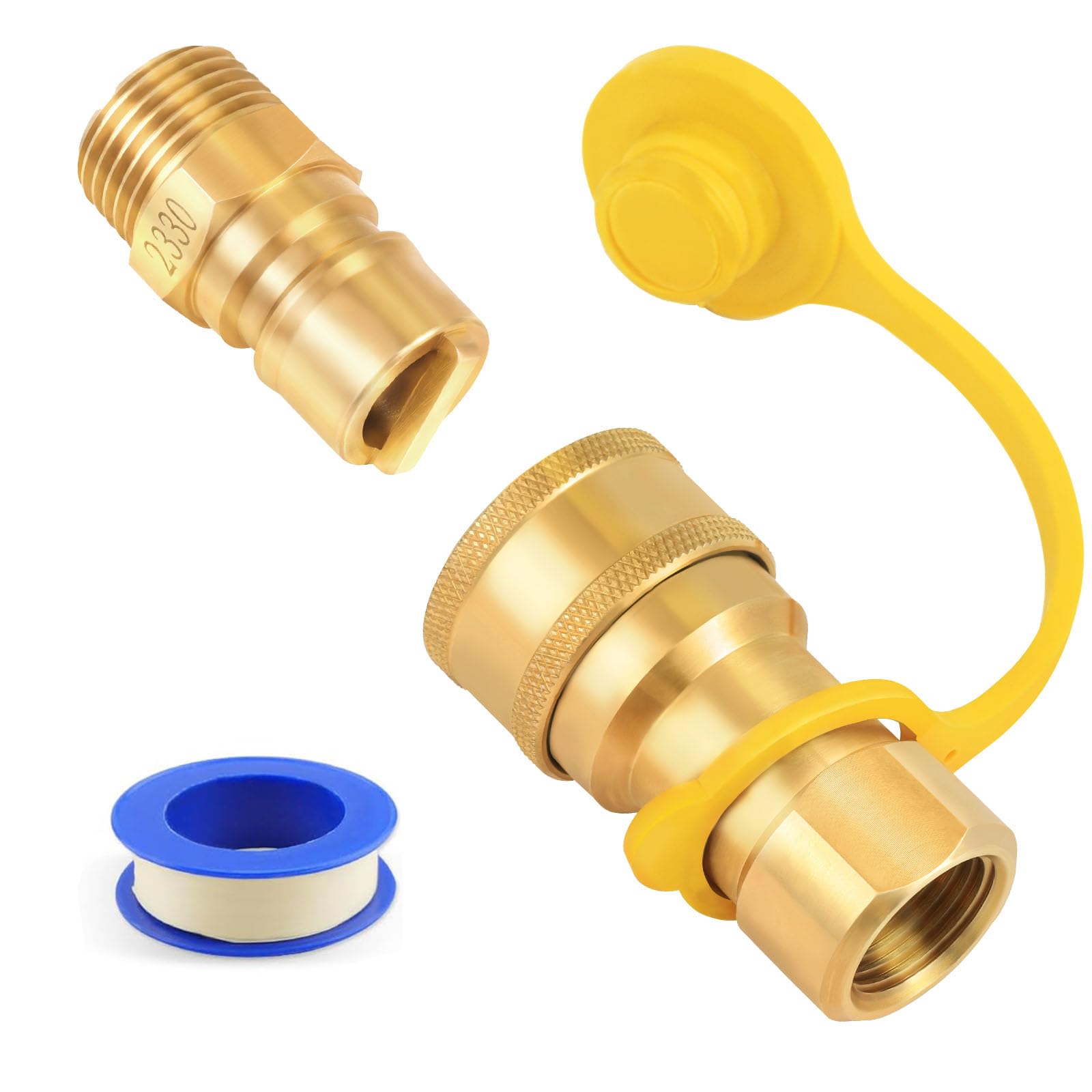 Photo 1 of *USED*
1/2" QDD LP Natural Gas Quick Connect Fittings, Natural and Propane Gas Hose Quick Connect/Disconnect Plug Set, 100% Solid Brass with Dust Cover (2-Pieces)