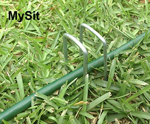MySit 50x 6-Inch Galvanized Ground Garden Staples Stakes Pins, Lawn Landscape Staples Weed Fabric Staple, Heavy-Duty 11 Gauge Anti-Rust Steel Sod Anchor Securing Pegs(SodStaple_11Ga_AR50)