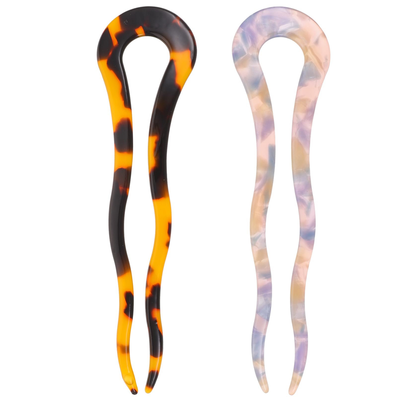 FRCOLOR French Pins U Shaped Hair Pins Chignon Pin U Sticks French Hair Sticks Updo Hair Fork for Women Girls 2Pcs