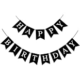 Happy Birthday Banner - Black Party Backdrop Sign for Girls, Boys and Women | Birthday Party D&eacute;cor, Hanging Supplies, Girls, Boys and Women, Black