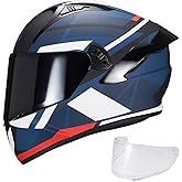 VCOROS Full Face Dual Visor Motorcycle Helmet for Adults Motorbike Street Bike Racing Helmets X9 DOT Approved with Black Visor