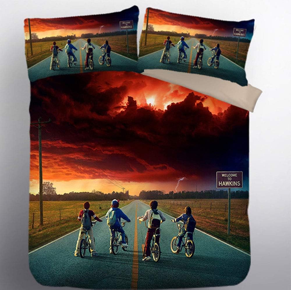 CLOVERDRESS 3D Stranger Things Duvet Cover Set Thrilling Stranger Things Bedding Set 100% Microfiber Adolescent, Adult Bed Set 3pc Including 1Duvet Cover,2Pillowcases Style10 Twin