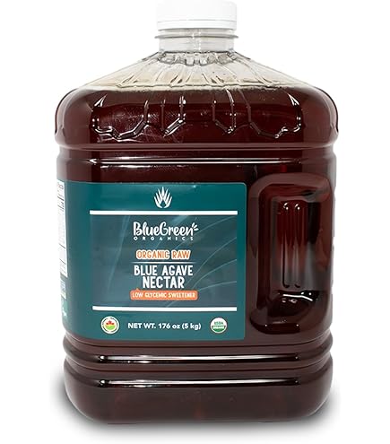Amazon.com : BLUE GREEN ORGANICS Light Blue Agave Nectar  176 oz (1  Gallon) Bulk | USDA Organic, Low Glycemic Natural Sweetener for Coffee,  Baking & Food Service | Vegan, Non-GMO : Grocery & Gourmet Food