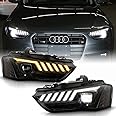 ACANII - For [Halogen Type] 2013-2016 Audi A4 S4 LED SwitchBack Sequential Signal w/LED Projector Headlights Left+Right