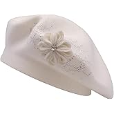 ZLYC Women French Beret hat Reversible Solid Color Floral Warm Knitted Beret Cap