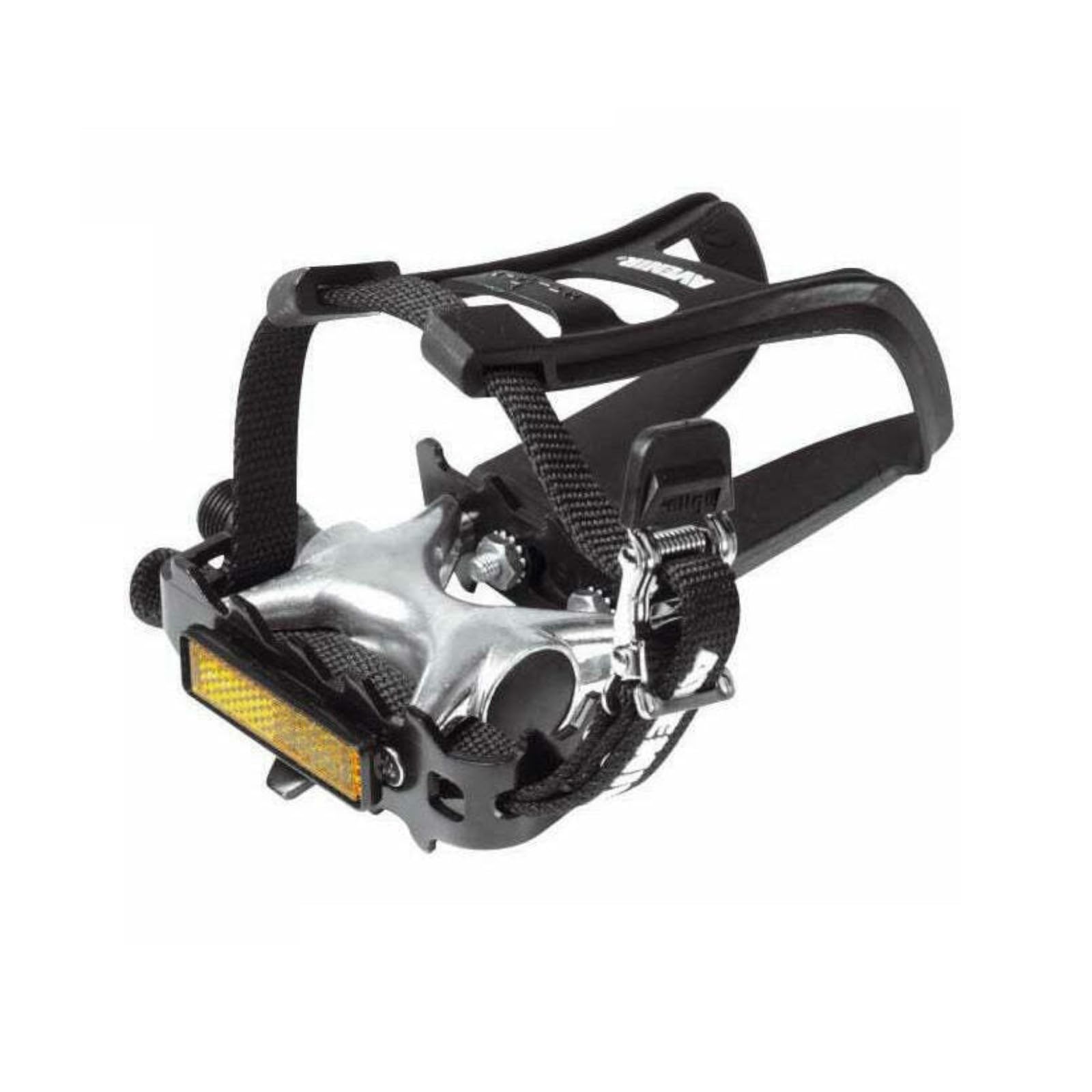 Raleigh - AVR210 - Alloy Pedals with Plastic Toe Clips and Fabric Straps for Hybrid, Trekking and City Bicycles 9/16 Axle in Silver and Black