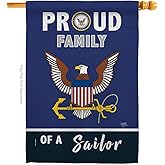 Breeze Decor Proud Family Sailor House Flag Armed Forces Navy USN Seabee United State American Military Veteran Retire Official Decoration Banner Small Garden Yard Gift Double-Sided, Made in USA