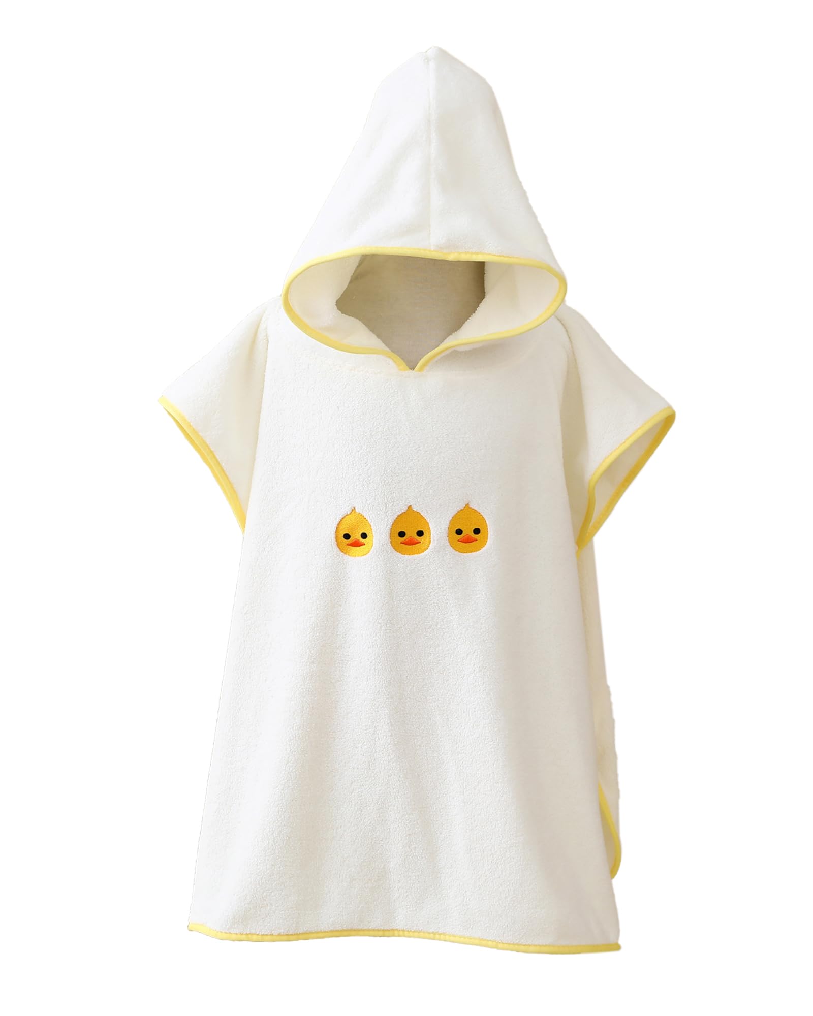 BeLikeFish Kids Hooded Towel, Soft Coral Fleece, Absorbent, Ideal for Ages 2-9 (White Duckling, 60x60cm, 2-6 years)
