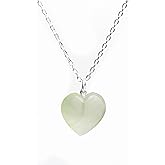 GEMINSPIRE Heart Necklace for Women, Gemstone Pendant Necklace, Heart Shape Pendant, Healing Crystal Necklace, Lightweight Wear, 925 Silver 16+2" Adjustable Chain, Valentine's Gift for Her