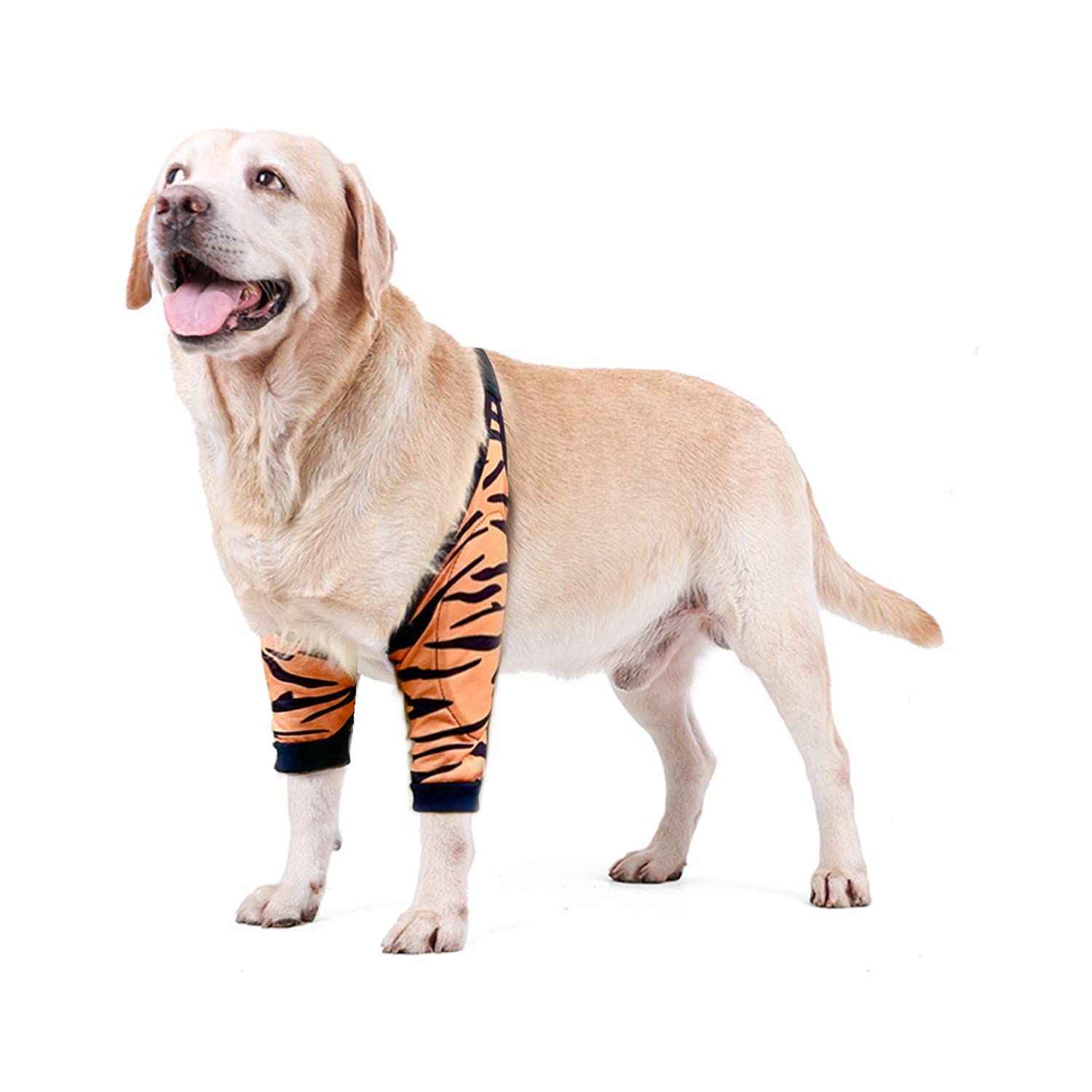 Blue Dream Island Dog Front Leg Braces Recovery Sleeve, Pet Knee Brace Wounds Protector for Medium Large Dog_2XL(Tiger)