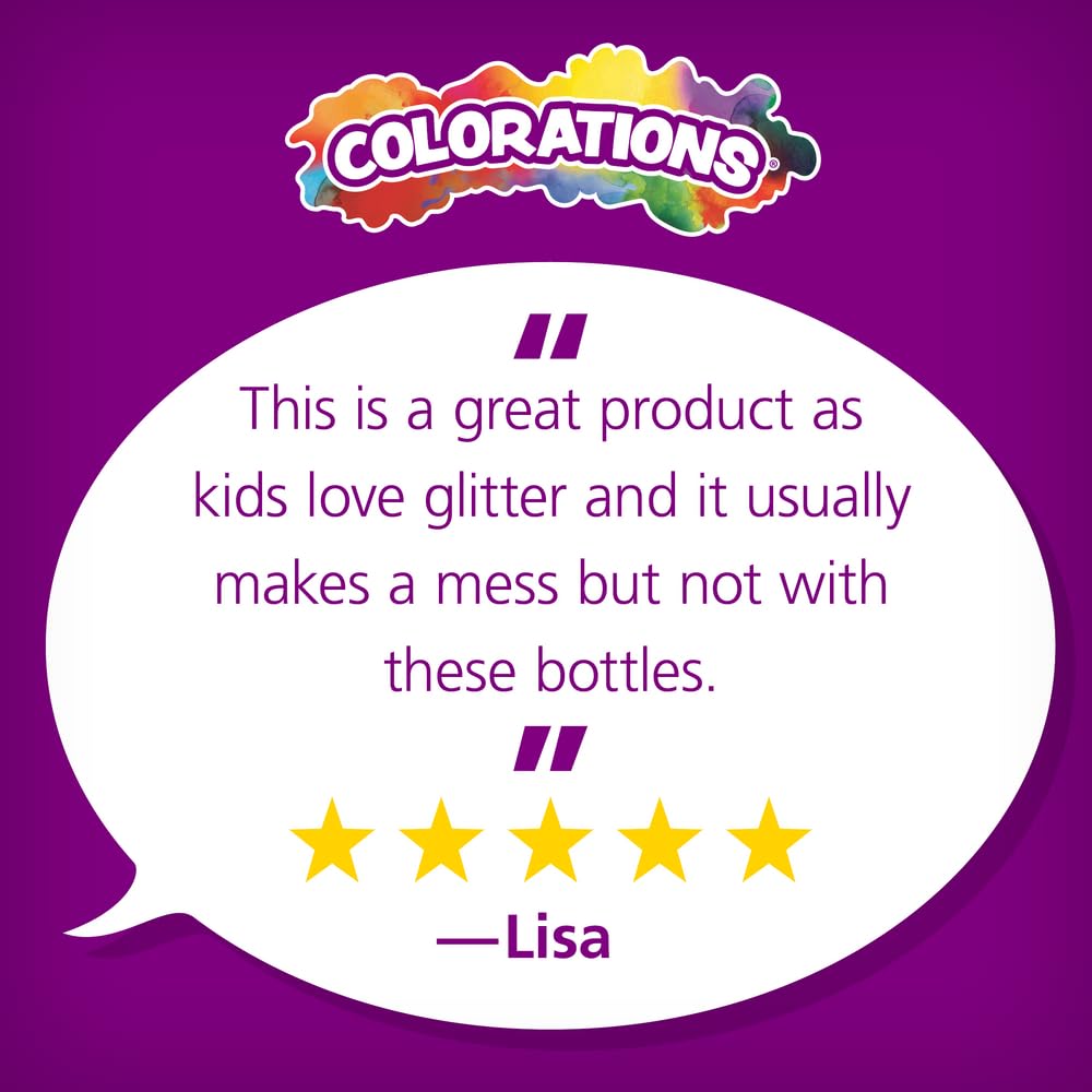 Colorations® Rainbow Glitter Gloo, 6 Colors, Each 4oz, Use with Crafts, Great for Crafting & Decorating, Brighten up Drawings, Posters, School Projects, Crafting, Greeting Cards, Scrapbooking