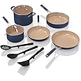 Ninja Ceramic Cookware Set, Extended Life 11-Piece Kitchen Cookware Sets with Comfort Grip, Nonstick Fry Pans, Pots, PTFE Free, Oven & Dishwasher Safe, Stovetop Compatible, Navy Blue, CW49011