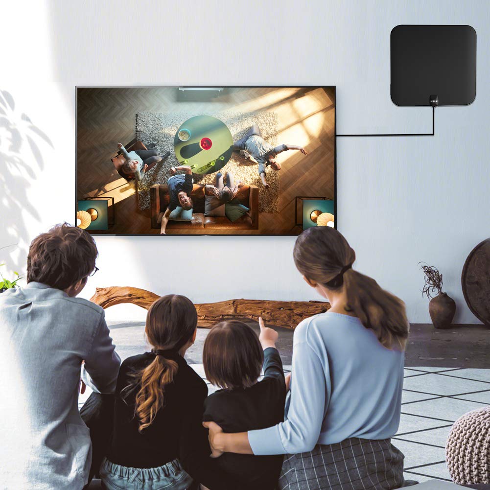 EDUP EP-5101 HD Digital TV Antenna Long 65-80 Miles Range - Support 4K 1080P & All Older TV\'s Indoor Powerful HDTV Amplifier Signal Booster-10ft Coax Cable