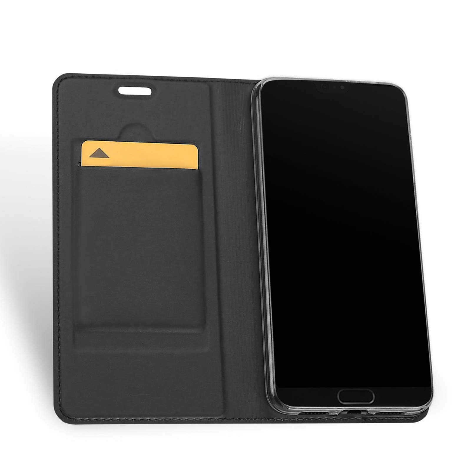 LINCIVIUS  Etui Huawei P20, Housse Huawei P20 Coque Noir Flip Cover Rabat Aimanté Avant Arriere Integrale Antichoc [30 Jours Satisfait Ou Remboursé]