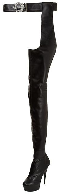 Pleaser DELIGHT-5000 Blk STR Faux Leather/Blk Matte UK 6 (EU 39)