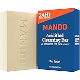 Mando Acidified Cleansing Bar - 24-Hour Odor Control - Removes Odor Better than Soap - Moisturizing Formula - SLS Free, Paraben Free - Safe For Sensitive Skin - Pro Sport