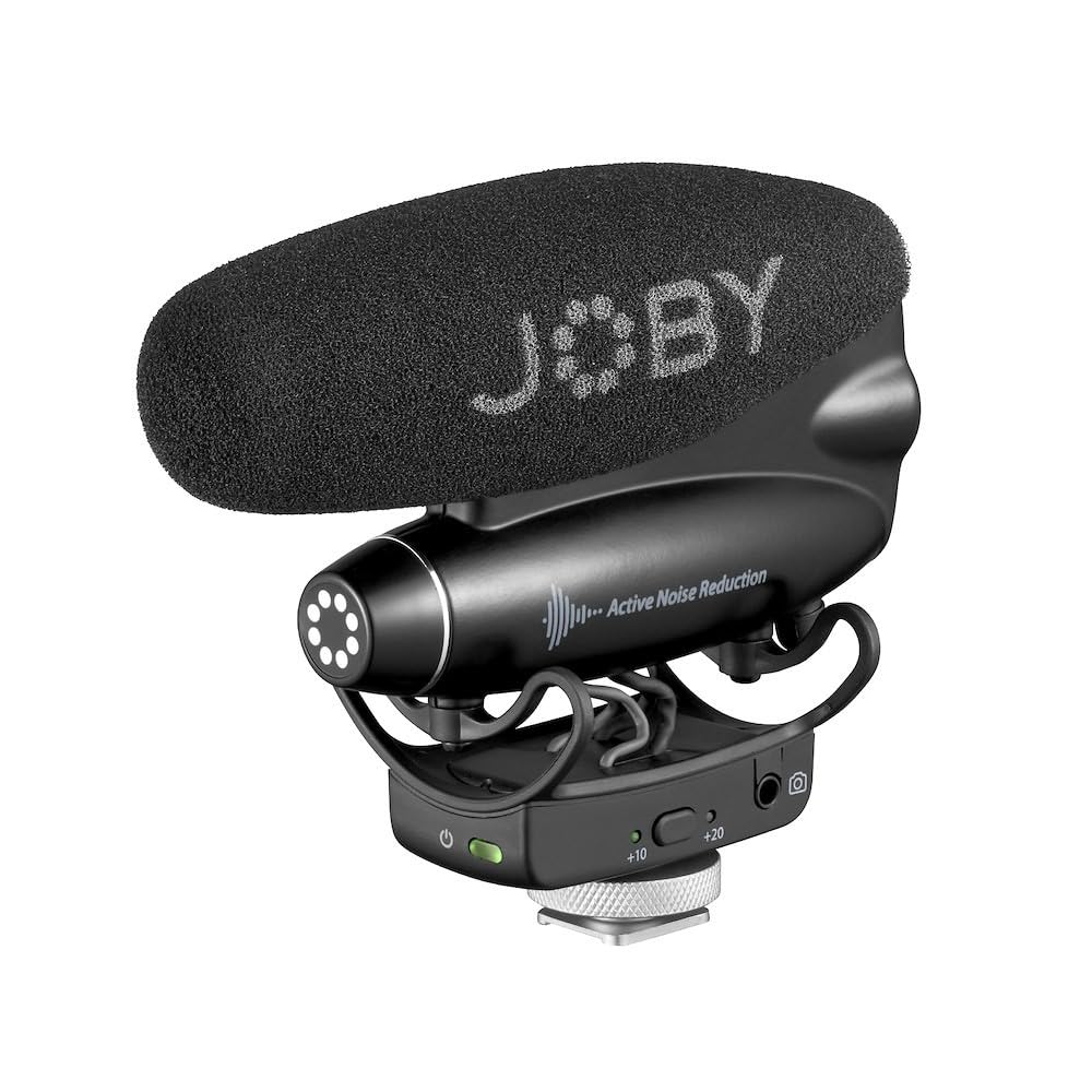 JOBY Wavo PRO Professional On-Camera Directional Shotgun Microphone with Built-in Active Noise Reduction and Rycote Shock Mount, Dynamic Microphones, Professional Microphone, Mirrorless, Youtuber