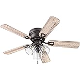 Portage Bay Ceiling Fans Renton 42" Bronze Indoor Fan with Clear 3 Light LED Multi Arm; E26/B11 Bulb and Pull-Chains, Traditi