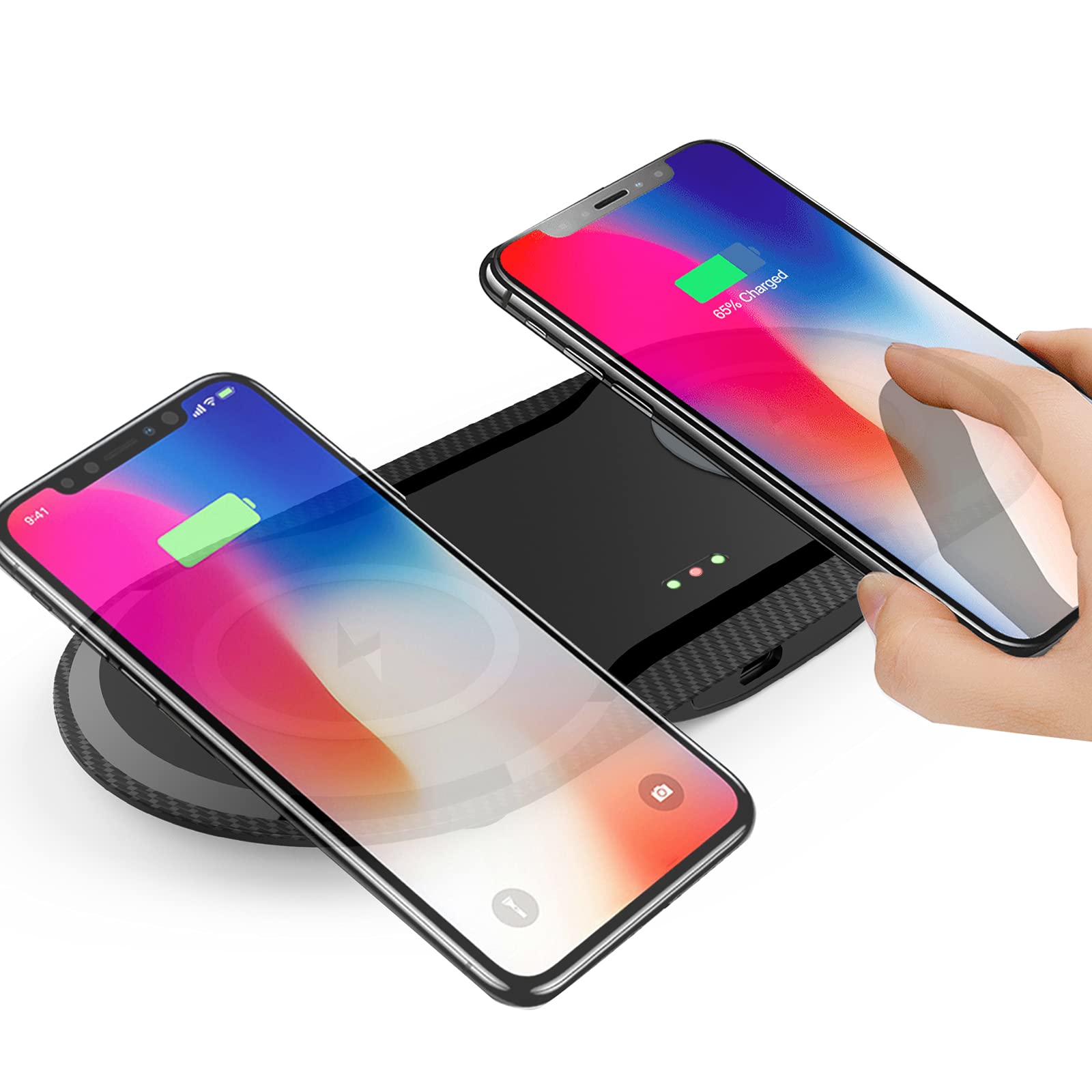 Photo 1 of 30W Fast Wireless Charger, Vchiming 2 in 1 Wireless Charging Pad, Dual 15W Wireless Charging Station for Galaxy iPhone AirPods Type C Cable Included, Black