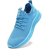 FUJEAK Womens Running Shoes Athletic Tennis Sports Sneakers Casual Slip on Walking Shoes Gym Workout Shoes Fashion Sneakers Non Slip Light_Blue Size 9